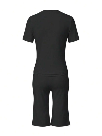 Bachina – Ensemble 2 pièces col rond et pantalon évasé 3/4
