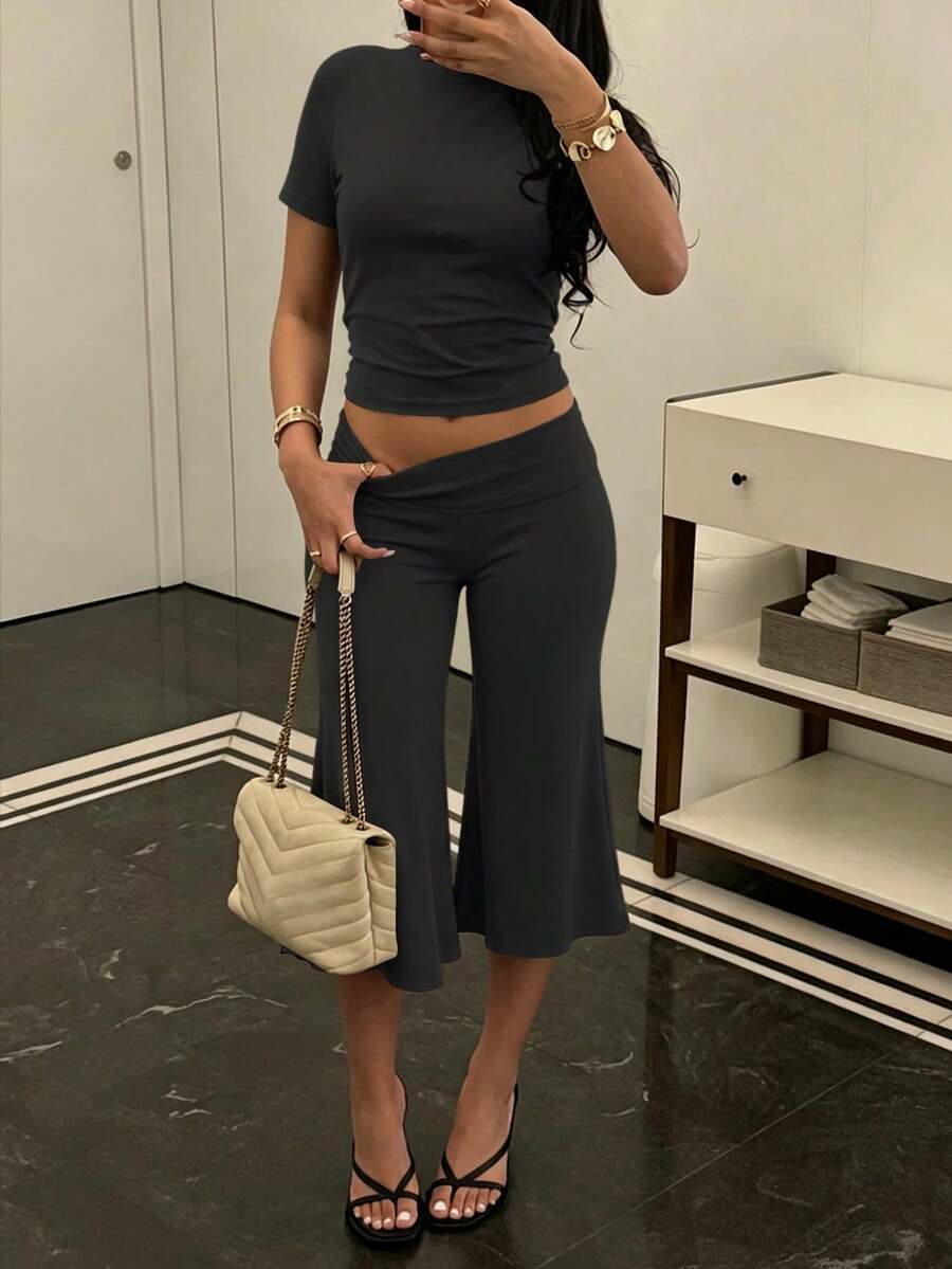 Bachina – Ensemble 2 pièces col rond et pantalon évasé 3/4