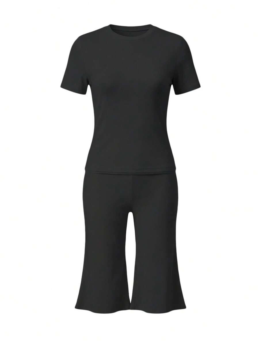 Bachina – Ensemble 2 pièces col rond et pantalon évasé 3/4