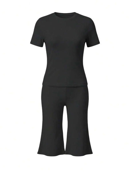 Bachina – Ensemble 2 pièces col rond et pantalon évasé 3/4
