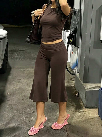 Bachina – Ensemble 2 pièces col rond et pantalon évasé 3/4