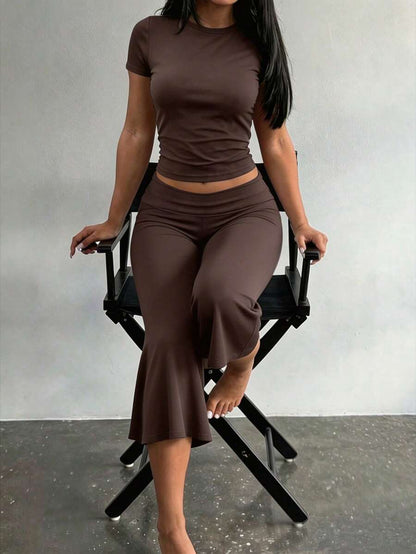Bachina – Ensemble 2 pièces col rond et pantalon évasé 3/4