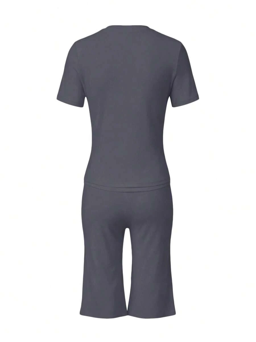 Bachina – Ensemble 2 pièces col rond et pantalon évasé 3/4