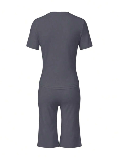 Bachina – Ensemble 2 pièces col rond et pantalon évasé 3/4