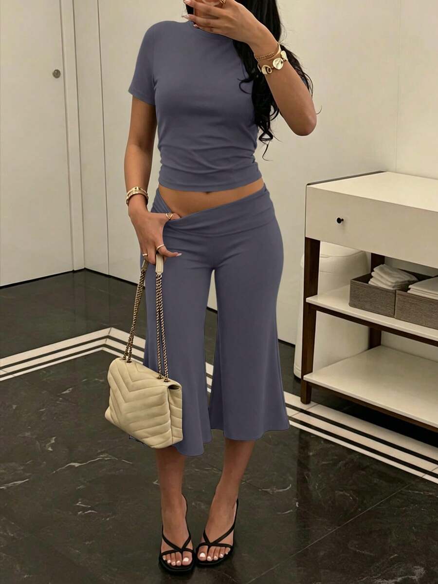 Bachina – Ensemble 2 pièces col rond et pantalon évasé 3/4
