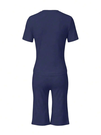 Bachina – Ensemble 2 pièces col rond et pantalon évasé 3/4