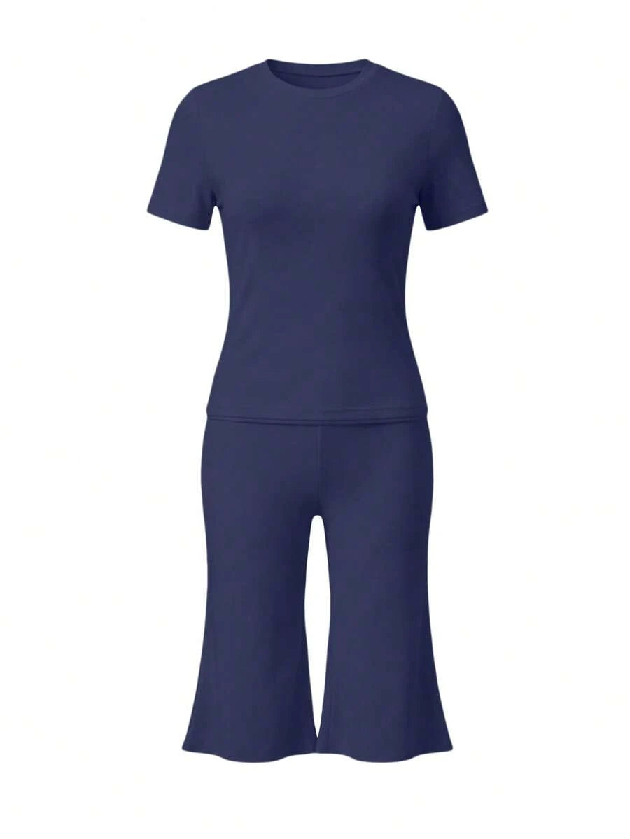 Bachina – Ensemble 2 pièces col rond et pantalon évasé 3/4