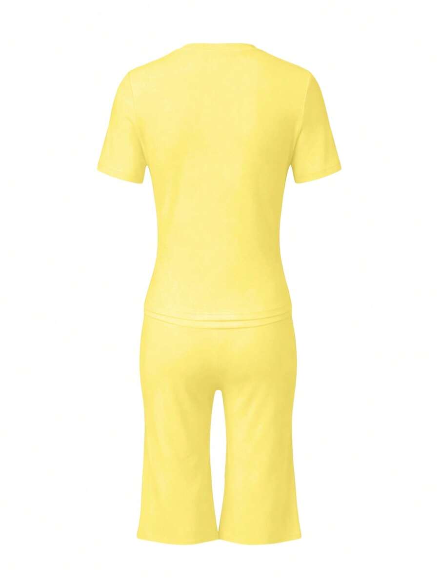 Bachina – Ensemble 2 pièces col rond et pantalon évasé 3/4