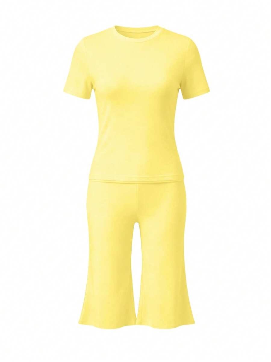 Bachina – Ensemble 2 pièces col rond et pantalon évasé 3/4