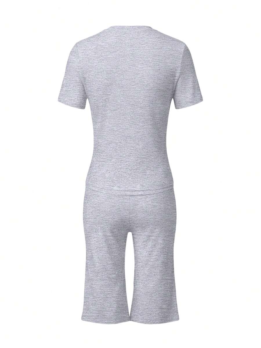 Bachina – Ensemble 2 pièces col rond et pantalon évasé 3/4