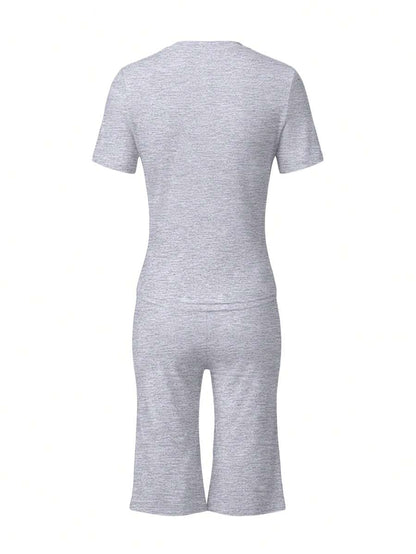 Bachina – Ensemble 2 pièces col rond et pantalon évasé 3/4