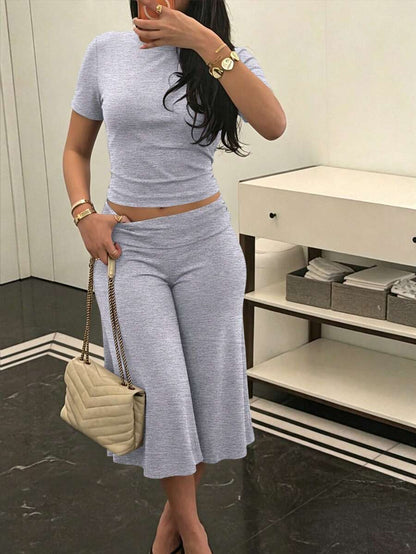 Bachina – Ensemble 2 pièces col rond et pantalon évasé 3/4
