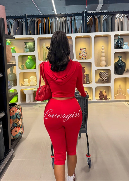 SUMWON WOMEN – Ensemble zip hoodie et leggings à imprimé script et coupe ajustée