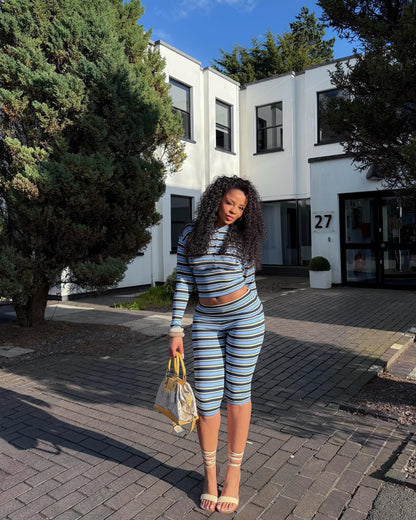 Bachina – Ensemble 2 pièces top froncé épaules dénudées et leggings taille haute