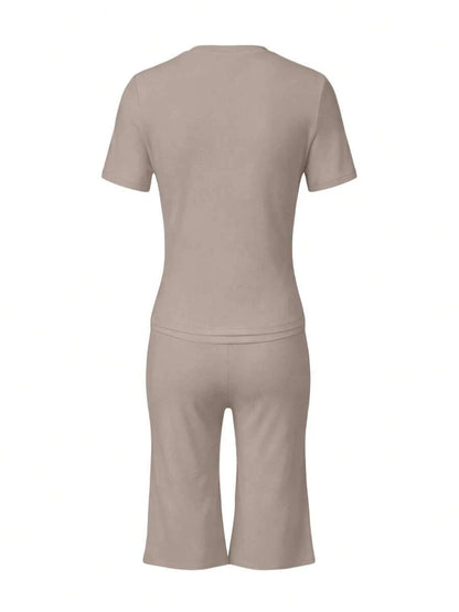 Bachina – Ensemble 2 pièces col rond et pantalon évasé 3/4