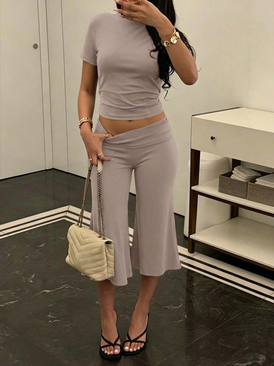 Bachina – Ensemble 2 pièces col rond et pantalon évasé 3/4