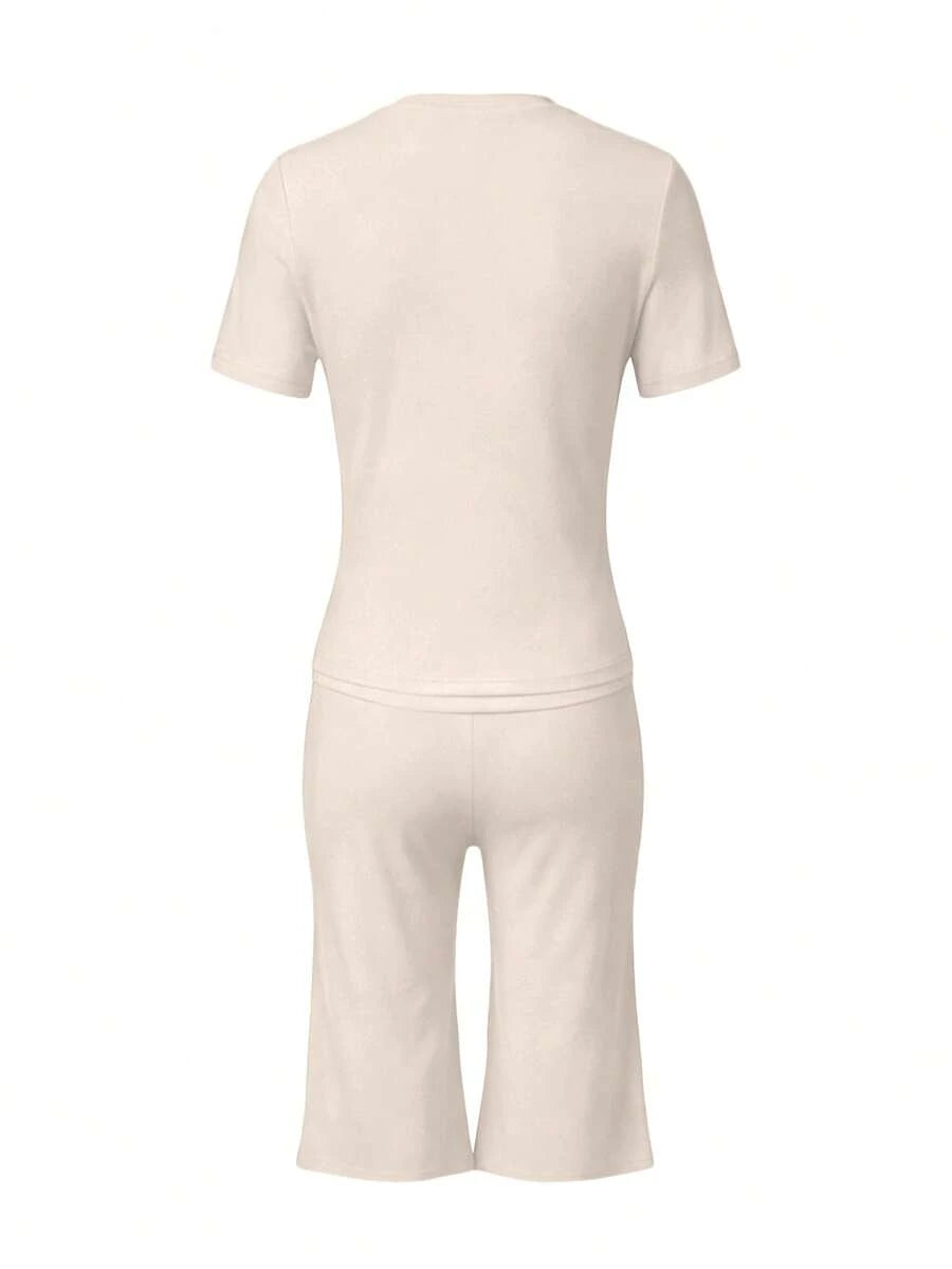 Bachina – Ensemble 2 pièces col rond et pantalon évasé 3/4