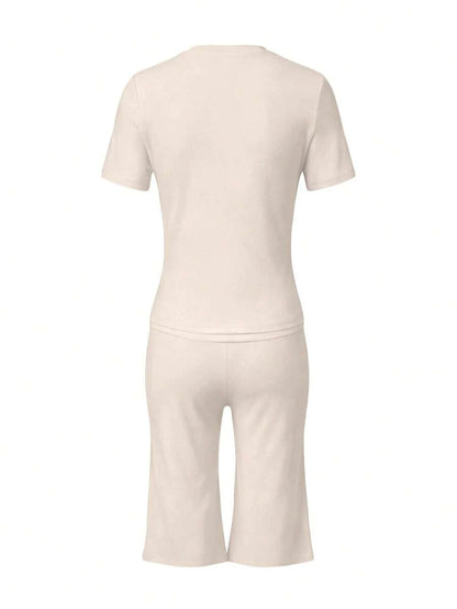 Bachina – Ensemble 2 pièces col rond et pantalon évasé 3/4