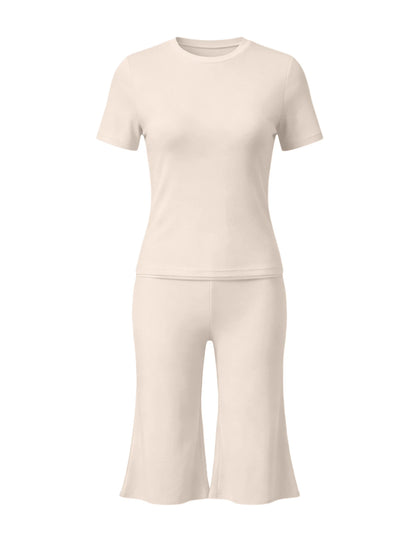 Bachina – Ensemble 2 pièces col rond et pantalon évasé 3/4