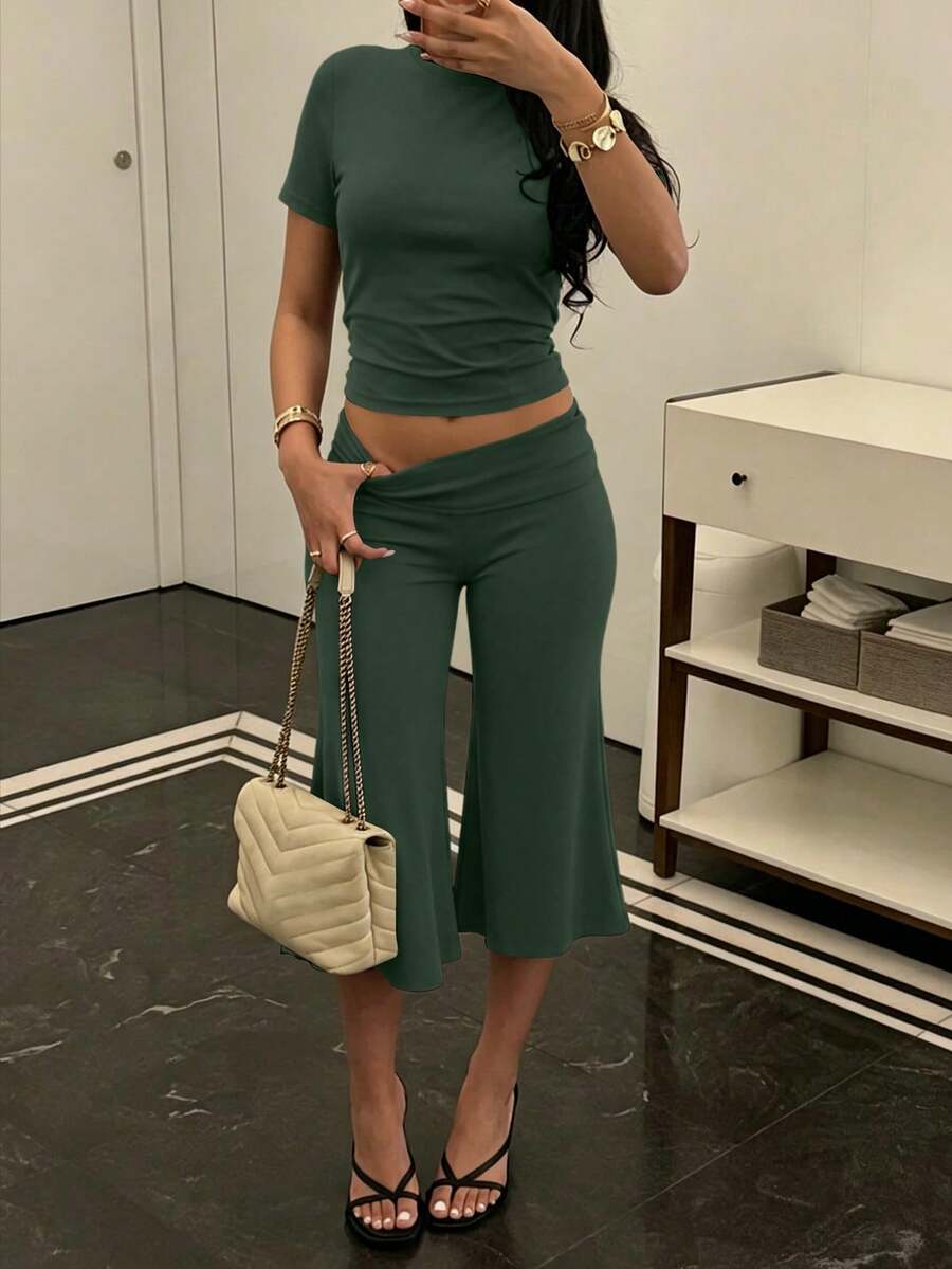 Bachina – Ensemble 2 pièces col rond et pantalon évasé 3/4