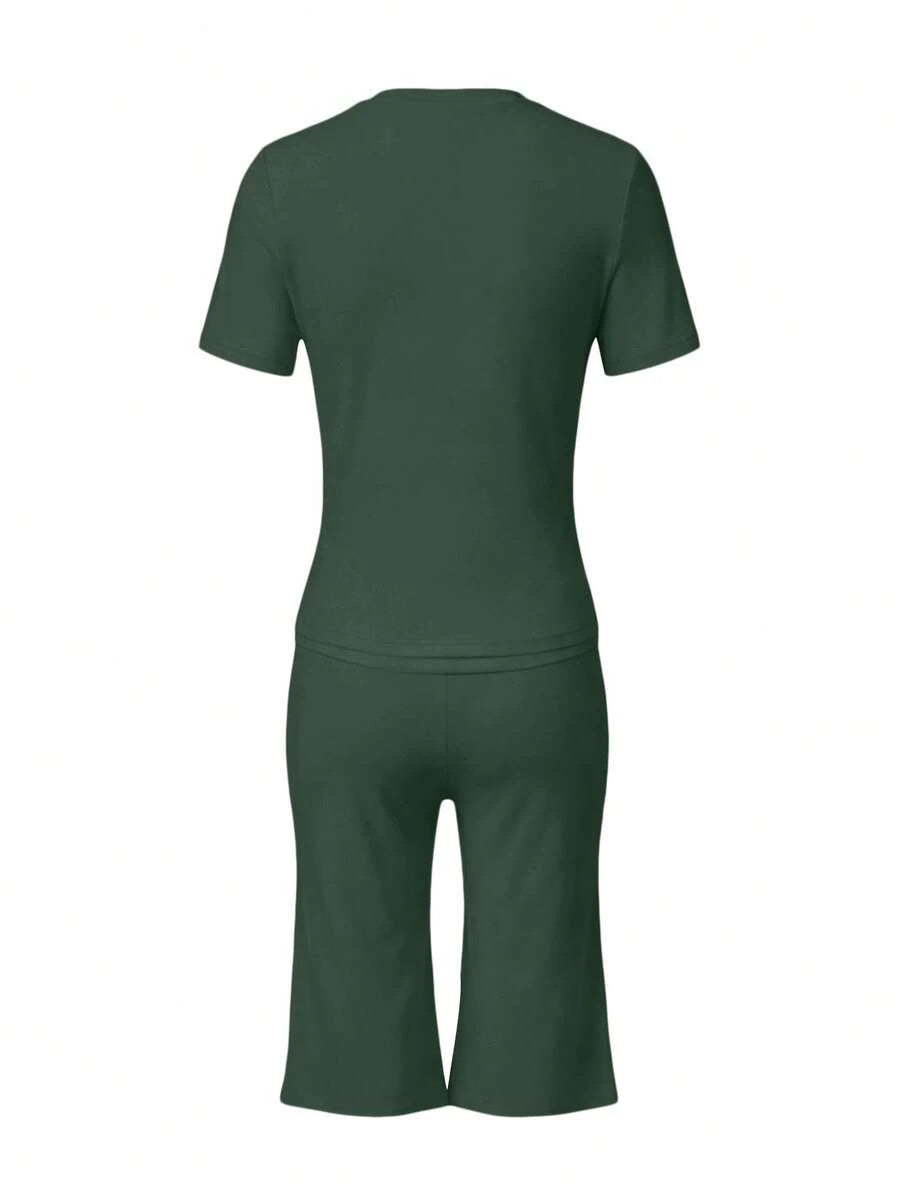 Bachina – Ensemble 2 pièces col rond et pantalon évasé 3/4