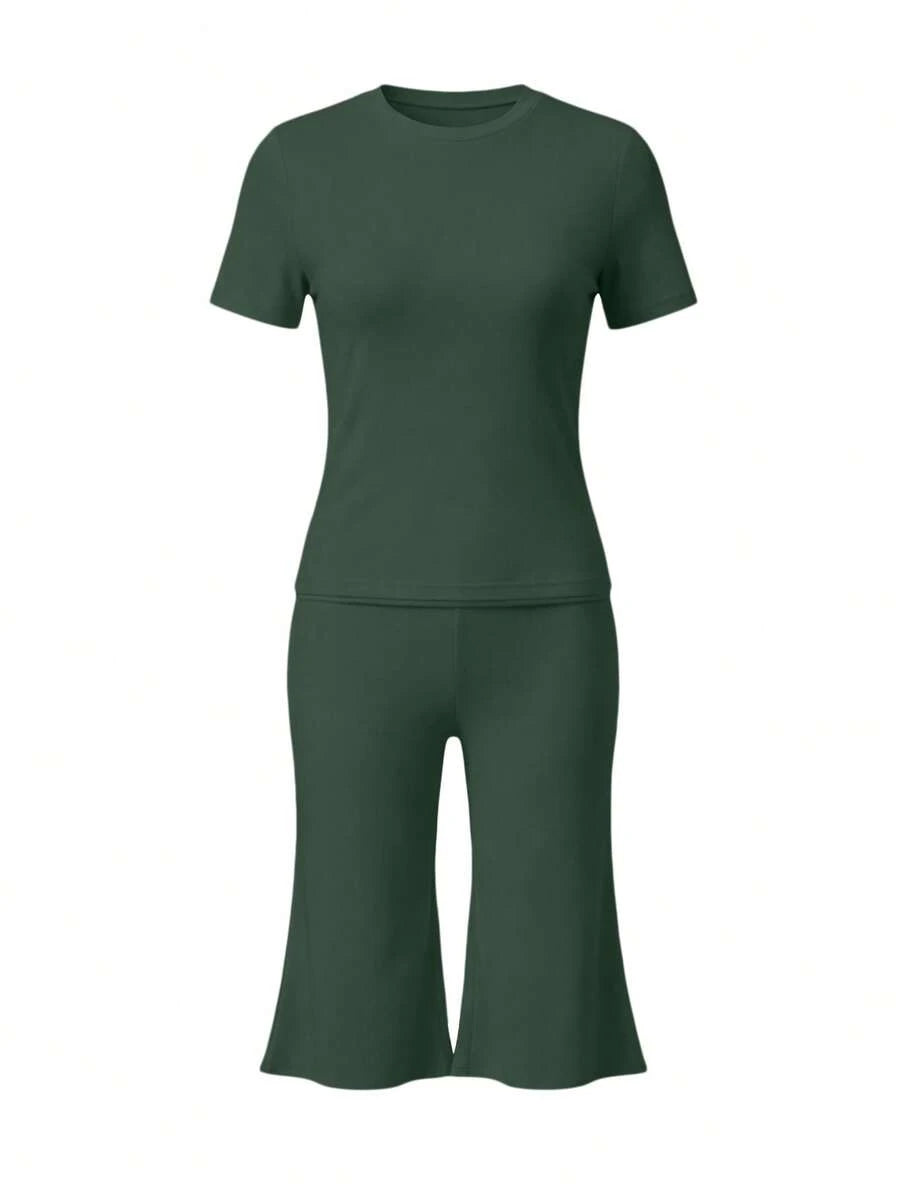 Bachina – Ensemble 2 pièces col rond et pantalon évasé 3/4