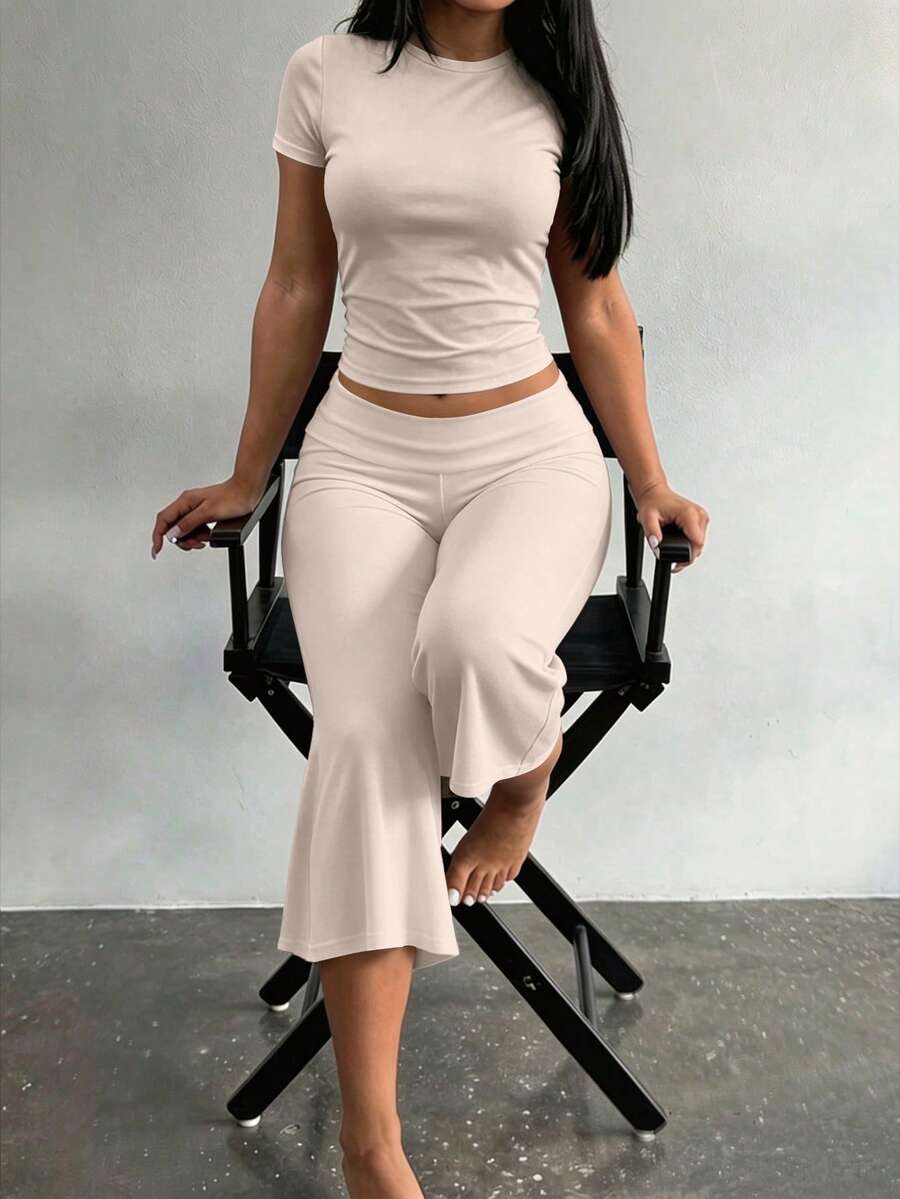 Bachina – Ensemble 2 pièces col rond et pantalon évasé 3/4