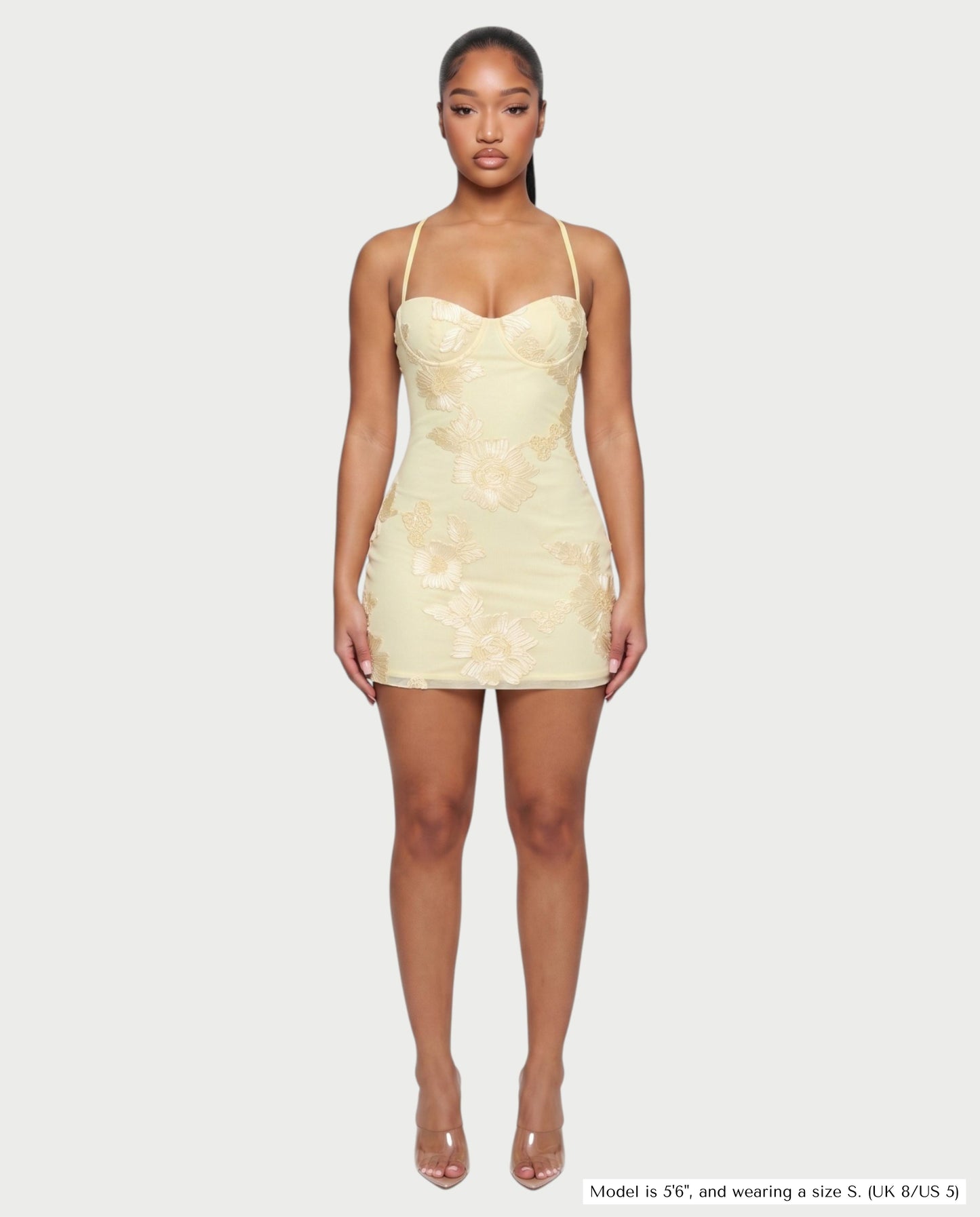 LYSENNE Floral Lace-Up Back Mini Dress