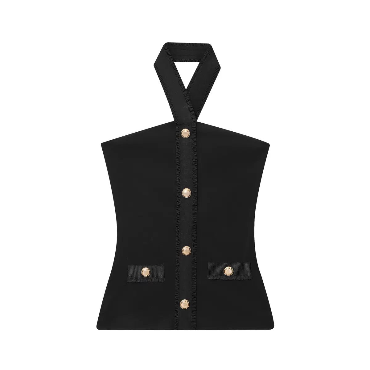 Bachina – Ensemble gilet et pantalon long unicolore, coupe bureau
