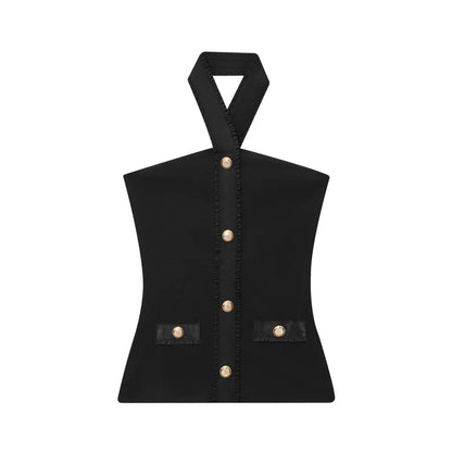 Bachina – Ensemble gilet et pantalon long unicolore, coupe bureau