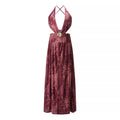 ZARA – Robe en métal décorée avec design léopard et coupe ajustée