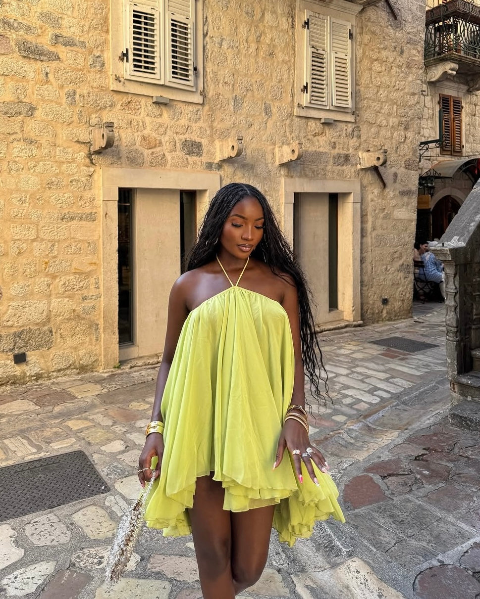 Pure Desire – Robe à bretelles ample en maille respirante avec décolleté lacé