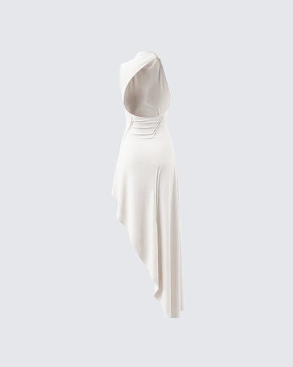 Bachina - Billie Ivory Cinched Detail Open Back Tailored Midi Dress