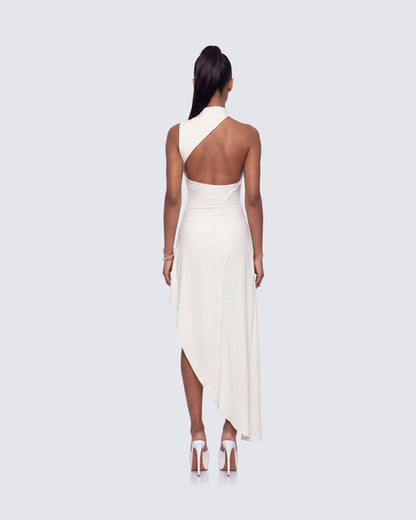 Bachina - Billie Ivory Cinched Detail Open Back Tailored Midi Dress