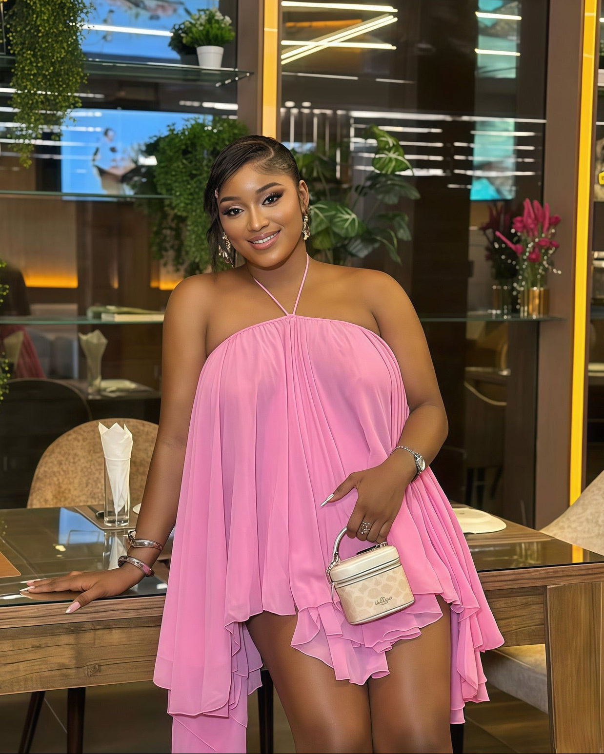 Pure Desire – Robe à bretelles ample en maille respirante avec décolleté lacé