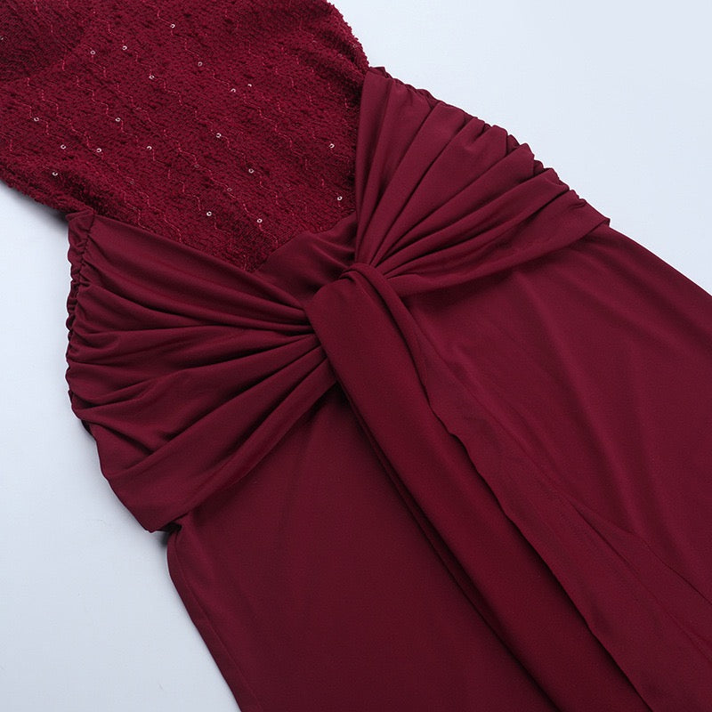 Alveraine | Robe de soirée sans bretelles avec taille en ruban et coupe longue