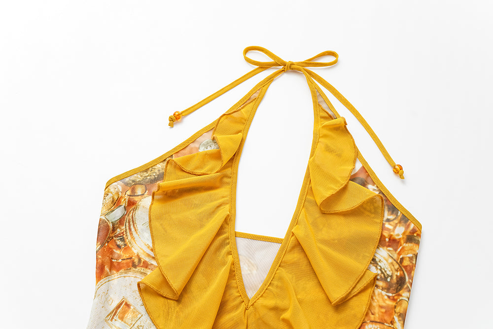 Mireyla – Robe frill en tissu léger avec décolleté