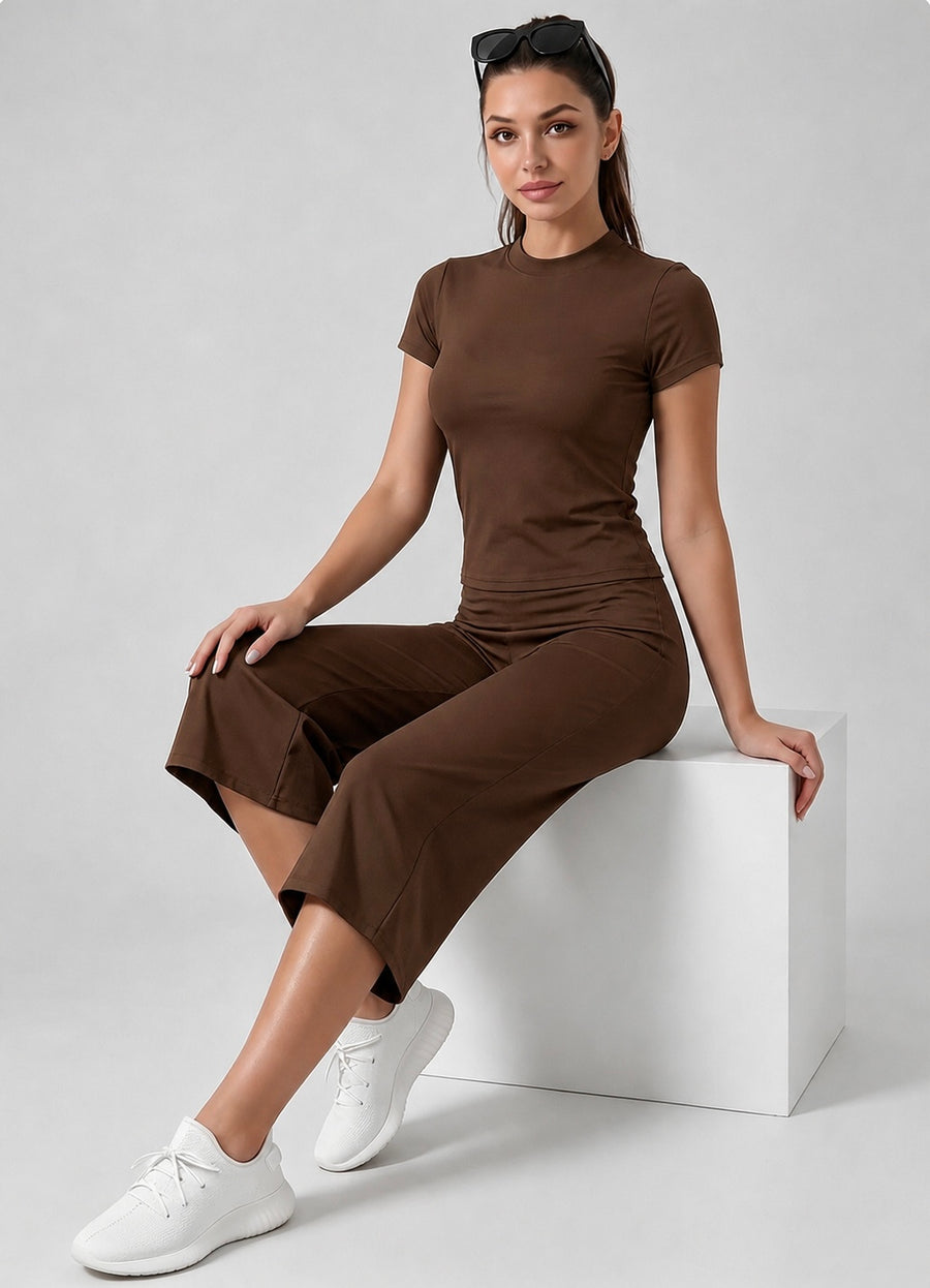 Bachina – Ensemble 2 pièces col rond et pantalon évasé