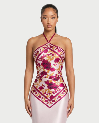 BACHINA – Robe bodycon maxi à motif floral