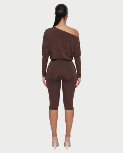 Bachina – Ensemble blouson asymétrique et pantalon capri ajusté