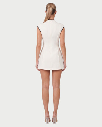 Bachina – Robe mini col montant avec piping contrasté