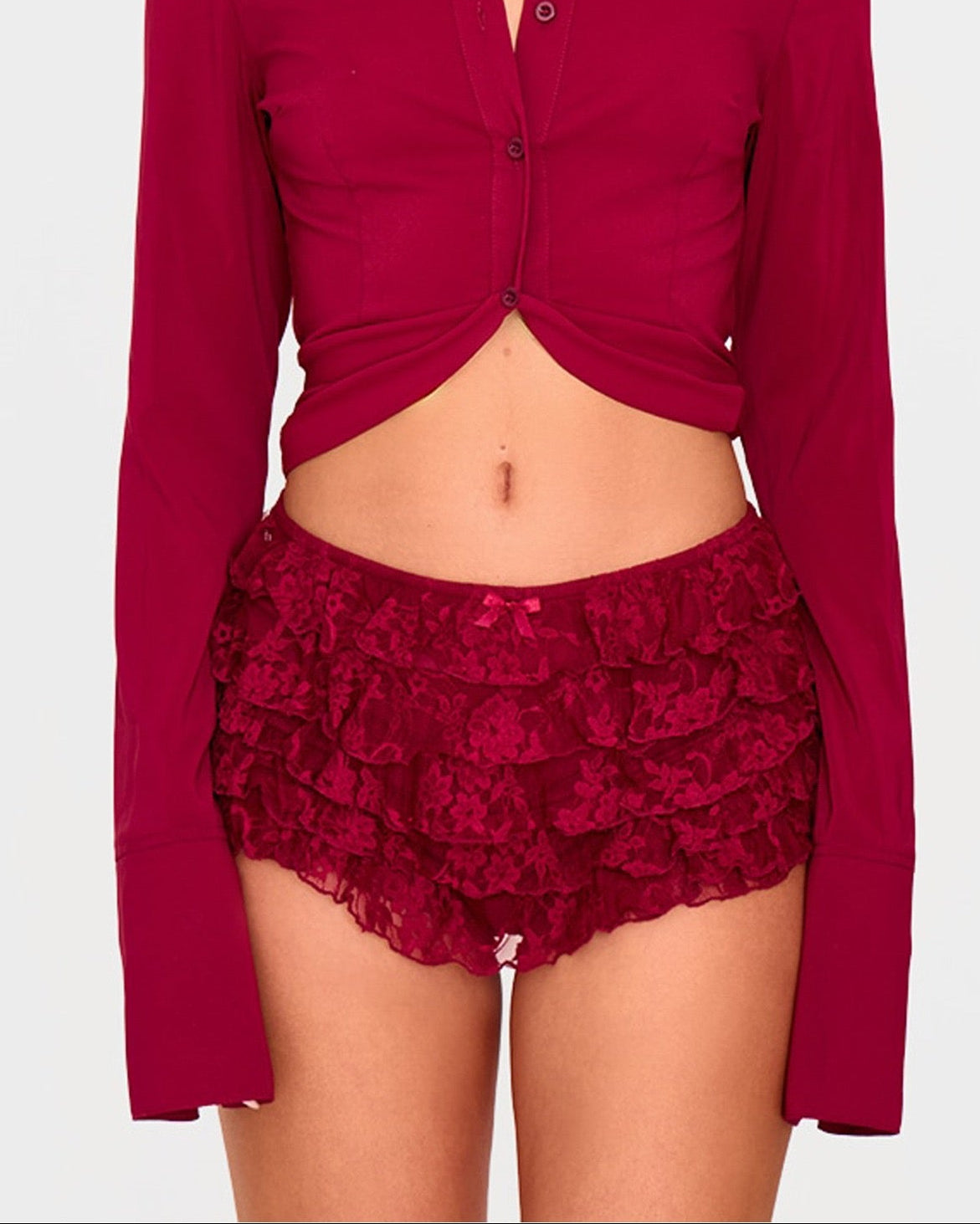 SHEIN - SXY Short à taille basse avec volants en dentelle