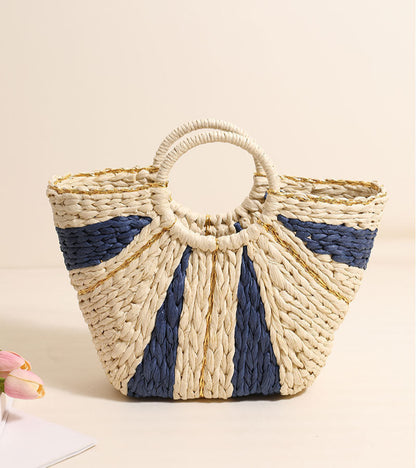 ATYWS – Sac à main en paille tressée, grand format et design chic pour la plage