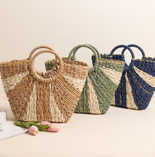 ATYWS – Sac à main en paille tressée, grand format et design chic pour la plage