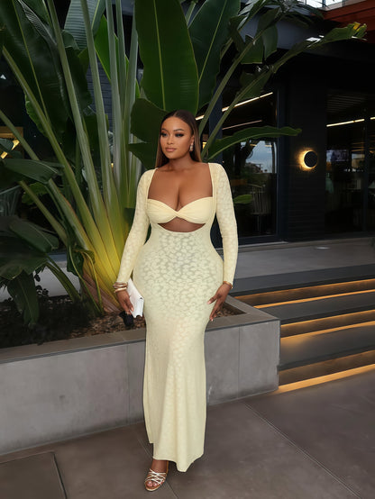 A1TY – Robe longue ajustée à manches longues et design enveloppant