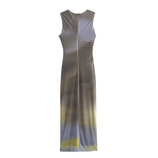 ATYWS - Robe midi plissée avec sérigraphie et coupe ajustée