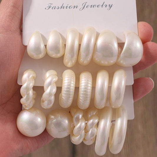 ATYWS – Lot de 9 Boucles d'oreilles rétro en CCB avec design créatif et finition haut de gamme