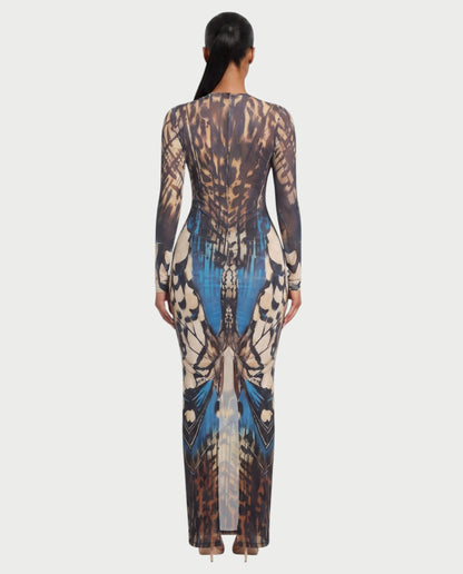 Bachina MARFINA – Robe longue bodycon à manches longues et ceinture buckle