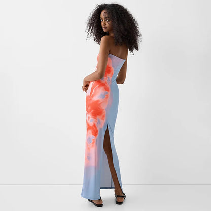 Robe Maxi Tube Imprimée Sans Bretelles