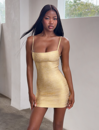 TIGER MIST - MIDORI METALLIC MINI BANDAGE DRESS
